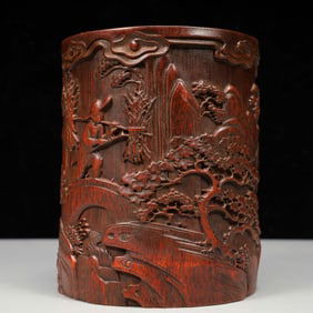 An Exquisite Bamboo Landscape Pattern Brush Pot