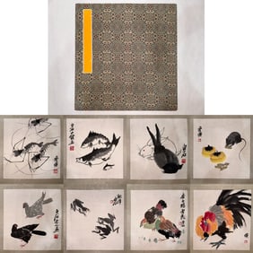 A Chinese Album Ink Painting of Animal on Paper,Qi Baishi