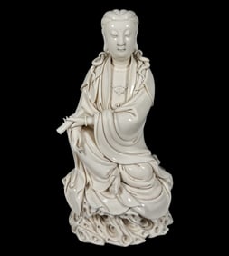A Rare Blance-De-Chine Statue of Avalokitesvara