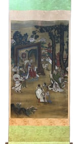 A Chinese Vertical Scroll Ink Painting of Figure on Silk,Yan Liben