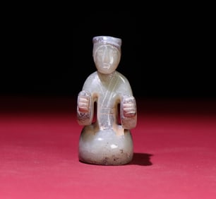 An Exquisite White Jade Figure Hand Piece