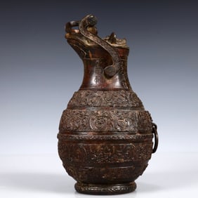 A Rare Bronze Dragon Pattern Vase,With Inscription