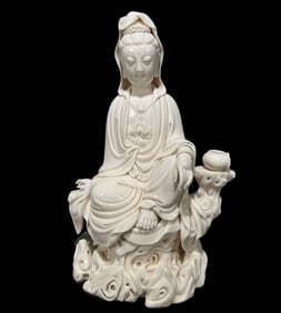 A Rare Blance-De-Chine Statue of Avalokitesvara