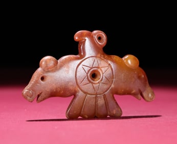 An Exquisite White Jade Pig Eagle Pendant
