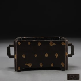 An Exquisite Bronze Sprinkled-Gold Double-Ears Censer