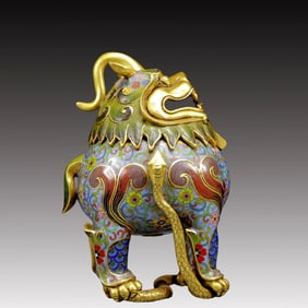 An Exquisite Cloisonne Unicorn Censer