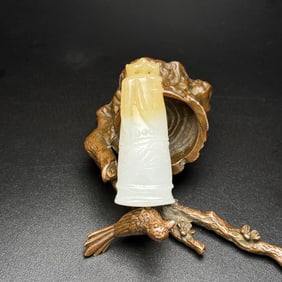 An Exquisite White Jade Bamboo Pattern Pendant