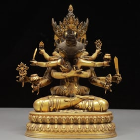 A Solemn Gilt Bronze Buddha Statue