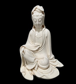 A Rare Blance-De-Chine Statue of Avalokitesvara