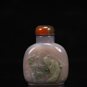 An Exquisite Agate Character and Story Pattern Snuff Bottle