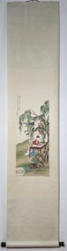 A Chinese Vertical Scroll Ink Painting of Character and Story on Paper