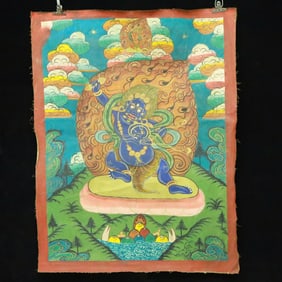 An Exquisite Brocade Painted Color Statue of Vajra Tangka