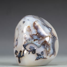 A Exquisite Agate Flower and Bird Pattern Ornament