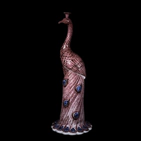 An Exquisite Blue and White Underglaze-Red Peacock Ornament