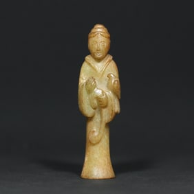 An Exquisite White Jade Figure Pendant