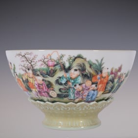 An Exquisite Enamel Character and Story Pattern with poem Bowl