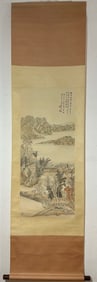 A Chinese Vertical Scroll Ink Painting of Landscape on Paper