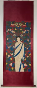A Chinese Vertical Scroll Ink Painting of Figure on Silk