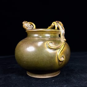 An Exquisite Teadust Glazed Dragon Pattern Jar