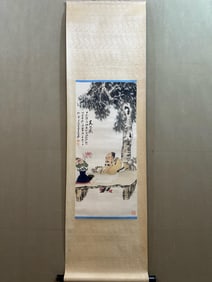 A Chinese Vertical Scroll Ink Painting of Figure on Paper