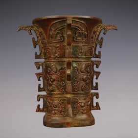An Exquisite Bronze Beast-Face Pattern Vase