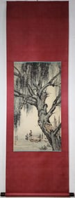 A Chinese Vertical Scroll Ink Painting of Character and Story on Paper