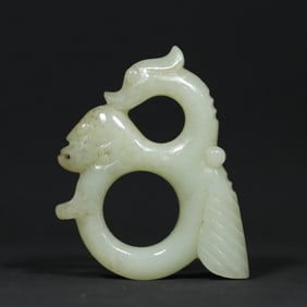 An Exquisite White Jade 'Boar& Dragon' Pendant