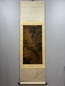 A Chinese Vertical Scroll Ink Painting of Flower and Bird on Paper