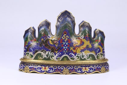 An Exquisite Cloisonne Lotus Pattern Seawater Pattern Dragon Pattern Brush Holder