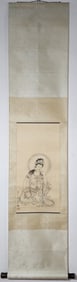 A Chinese Vertical Scroll Ink Painting of Buddha Statue on Paper