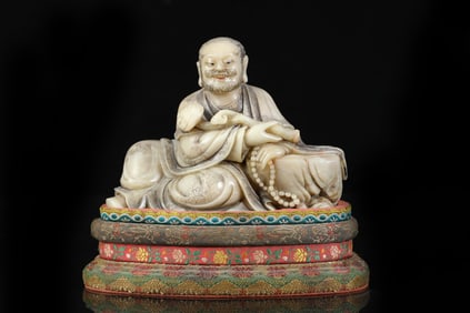 An Exquisite Shoushan Stone Statue of Arhat