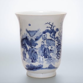 An Exquisite Blue and White Character and Story Pattern Cup