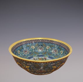 An Exquisite Cloisonne Lotus Pattern Flower Pattern Bowl
