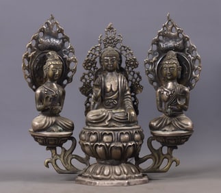A Set of Fine Silver Buddha Statue