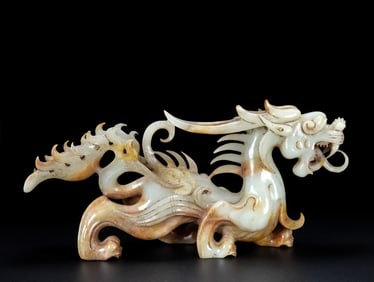 An Exquisite White Jade Dragon Ornament