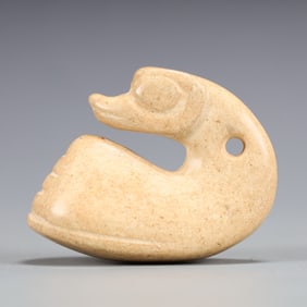 A Exquisite Hongshan Culture White Jade 'Boar& Dragon' Ornament