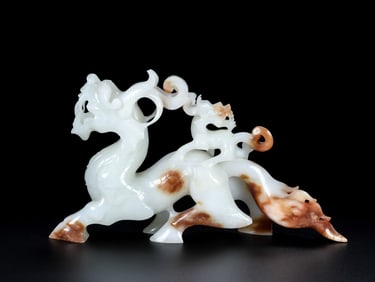 An Exquisite White Jade Kylin Ornament