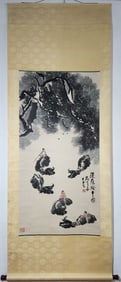 A Chinese Vertical Scroll Ink Painting of Character and Story on Paper