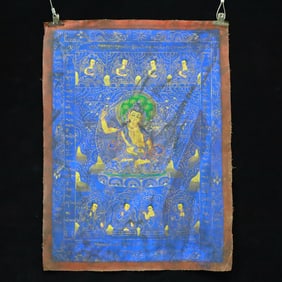 An Exquisite Brocade Painted Color Statue of Manjusri Tangka