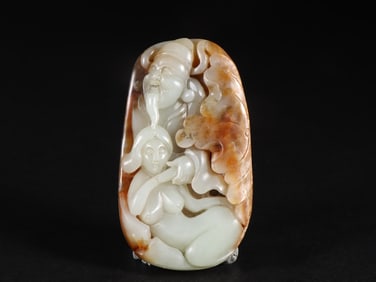 An Exquisite White Jade Character and Story Pattern Ornament