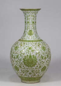 An Exquisite Green Ground Lotus Pattern Vase