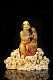 An Exquisite Shoushan Stone Statue of Arhat