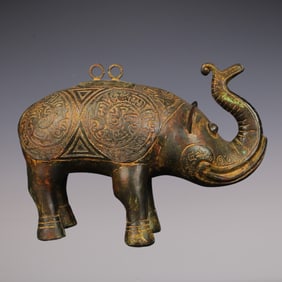 An Exquisite Bronze With Inscription Elephant-Shaped Censer