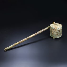An Exquisite Bronze Inlaid White Jade Palace Lantern