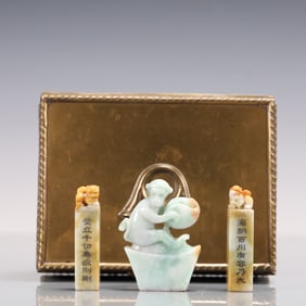 A Set of Fine Tianhuang Stone Monkey Seals,with poem