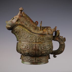 An Exquisite Bronze Beast-Face Pattern Ewer