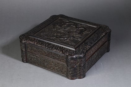 A Rare  Red Sandalwood Dragon Pattern BBuffalo