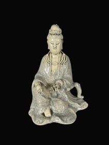 A Rare Blance-De-Chine Statue of Avalokitesvara
