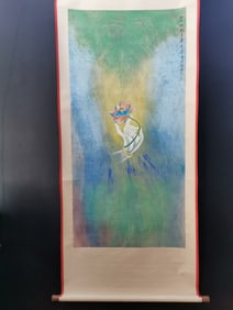 A vertical scroll of Chinese ink ?? painting on paper