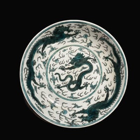 A Rare Green Color Dragon Pattern Plate